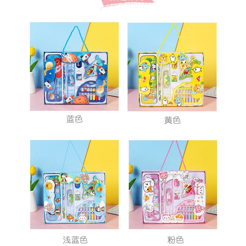 Khatinstore Alat Tulis Set Stationary Set Sempoa Pensil Penghapus Penggaris Pena Peraut ATS03
