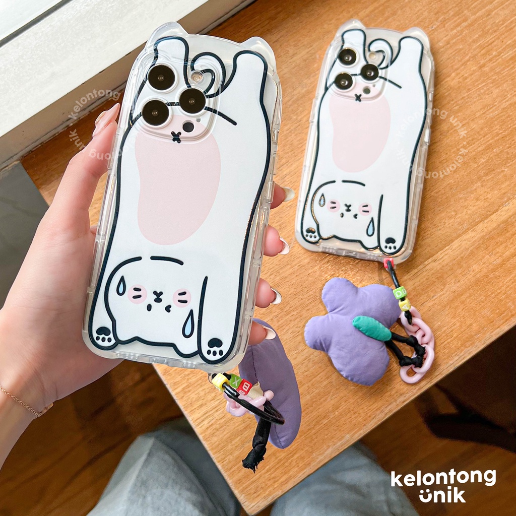 For iPhone - Flippy Kitty Shock Proof Case with Butterfly Charm