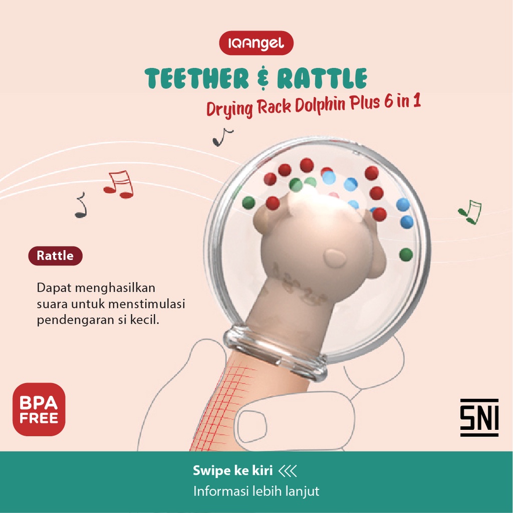 IQANGEL DRYING RACK DOLPHIN PLUS 6IN1 TEETHER TOY / IQS2029C-1