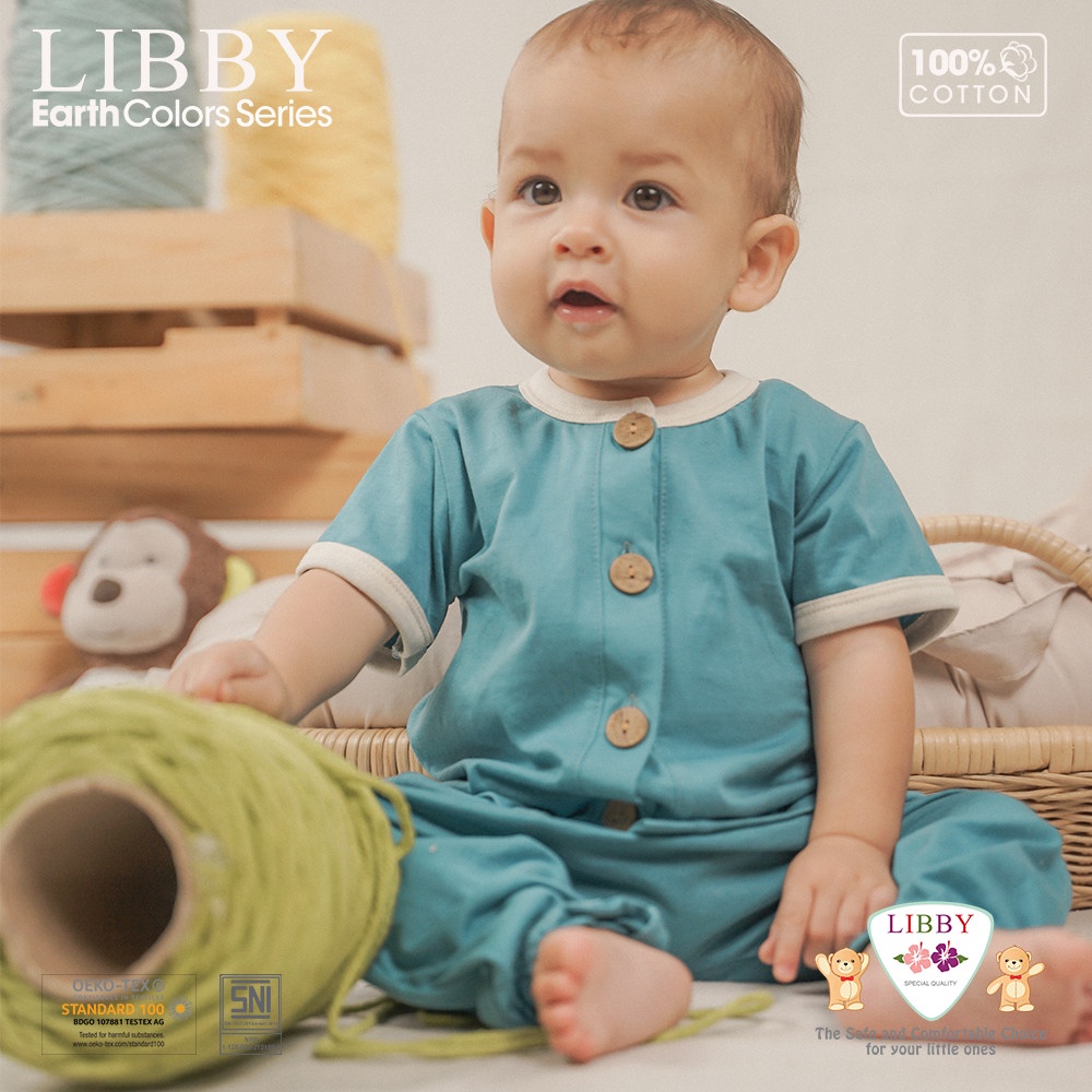 LIBBY Stelan Pendek Panjang Rocco Earth Color | Motif Girl Size 0 s.d 4 Tahun (1 stel/pack)