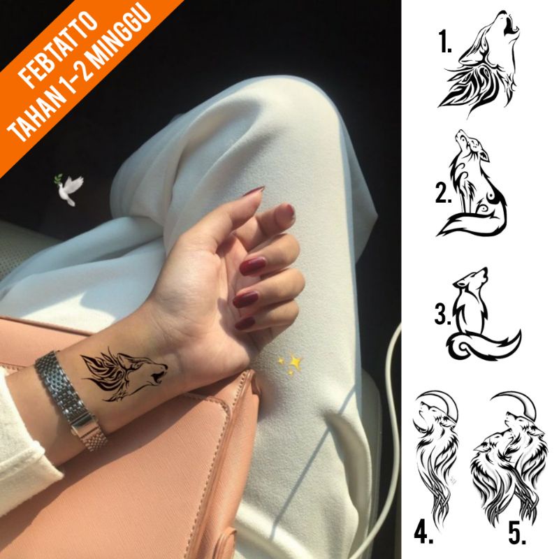 Tato Temporer Serigala Aesthetic Stiker Tato Minimalis - SERI