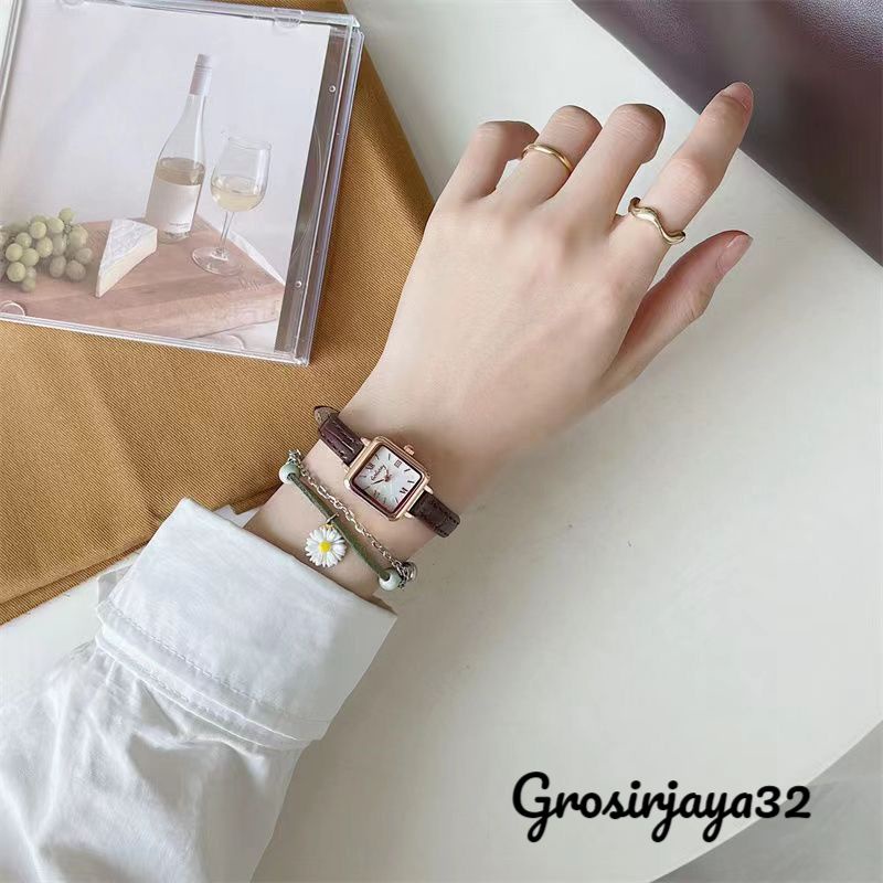 (GROSIRJAYA32) Jam Tangan Wanita Yumna Simple Temperament Square Mini Leisure Sen Female Watches