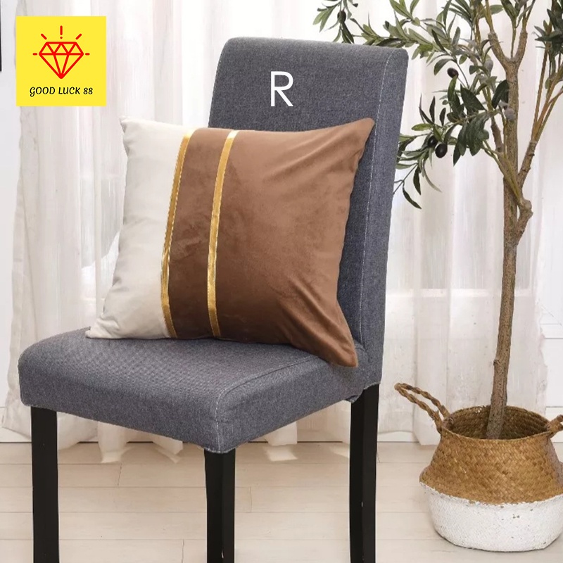 Sarung Bantal Sofa Beludru Premium Uk 45x45 Mewah List Gold Nordic Style / Dekorasi Sarung Bantal Sofa Import Premium