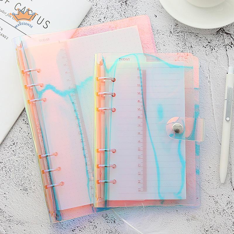 

A6/A5 Clear Soft PVC Notebook Binder Cover Planner 6-Ring Loose-Leaf Folder Stationary MK