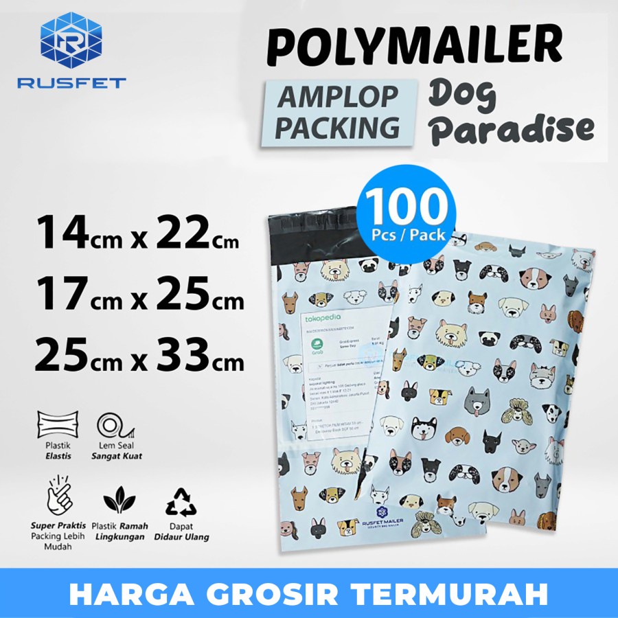 

Amplop Plastik Packing Polymailer Motif Doggies Cute Polimailer PACK isi 100
