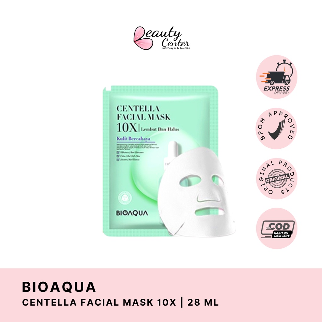 Bioaqua SHEET MASK 10X The Effect masker wajah Facial Mask 28ml - CENTELLA