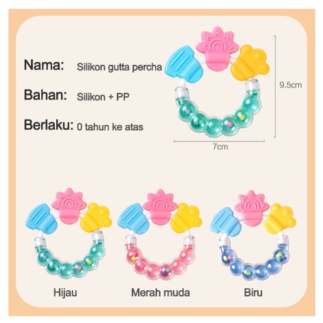 Mainan gigitan bayi/Mainan Rattle Genggam Bayi Gigitan Empeng Buah Plastik Dengan Teether Gelatin/Gigitan bayi teether