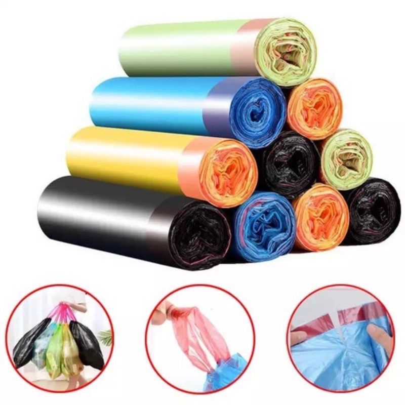 Kantong Plastik Roll Sampah + Tali 45 X 50 CM isi 15 Lembar