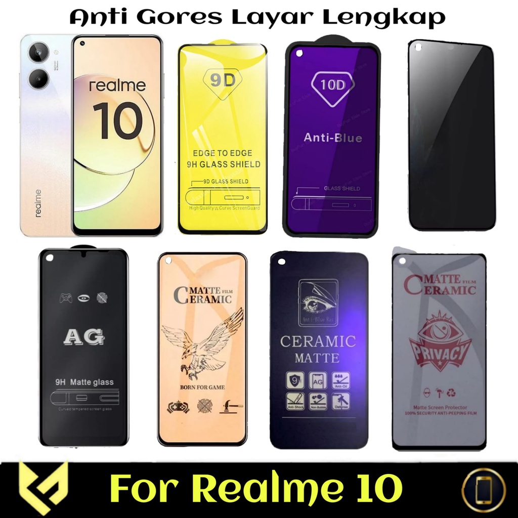 Promo Screen Guard For REALME 10 | REALME 10 PRO 5G Tempered Glass Privasi / Anti SPY / Anti Blue Ray / Ceramic Matte / Ceramic Blue light / Ceramic Privasi / Pelindung Layar Handphone