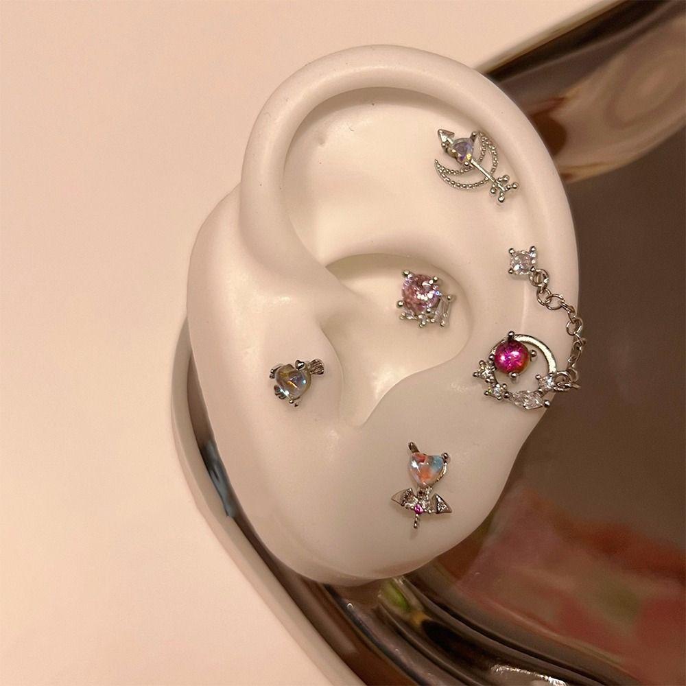 Needway   Bling Love Stud Earrings Retro Sederhana Anting Korea Desain Fashion Warna Solid Temperamen Wanita Perhiasan