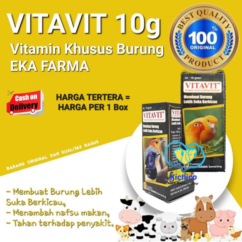 Vitavit isi 10 gram Eka Farma Vitamin Khusus Burung Meningkatkan Nafsu Makan, Daya Tahan dan Membuat