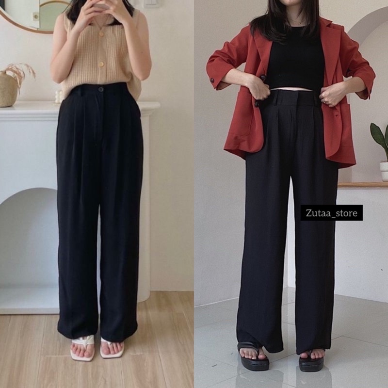 TROUSERS LOOSE PANTS CELANA HIGHWAIST//CELANA KULOT WANITA TERBARU