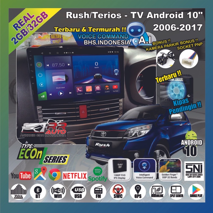 rush terios 2008-2016 headunit tape mobil android 10inch wifi