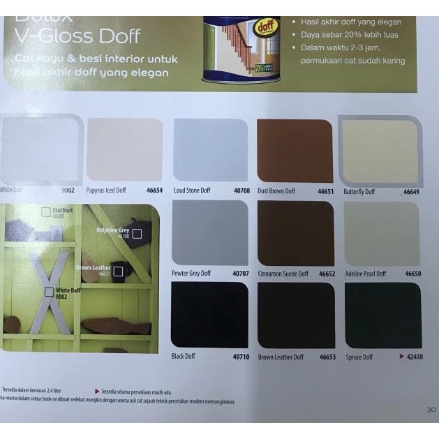 DULUX V-GLOSS CAT KAYU BESI 1 LITER WHITE / BLACK DOFF - PUTIH DOFF
