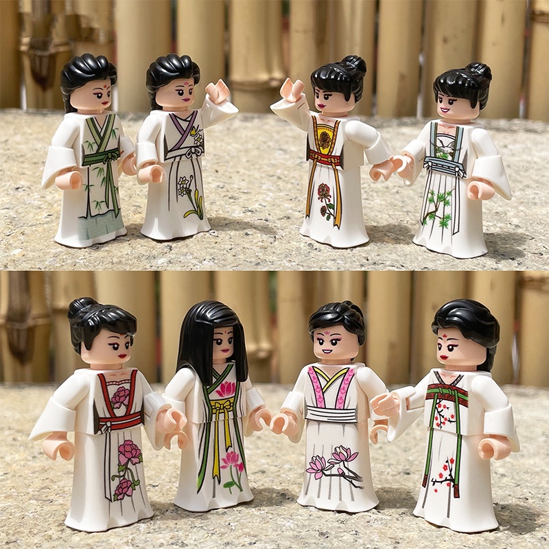 Figure China Tradisional 8pcs Kain Edukasi Hanfu Blok Mainan Gaya Bangunan