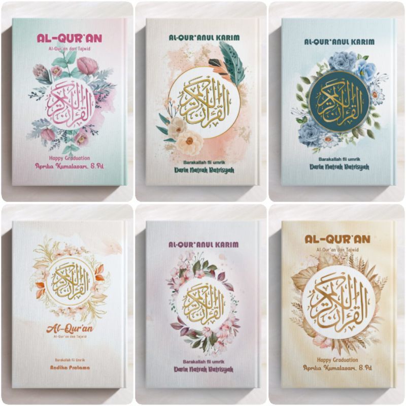 Souvenir Kado Ultah, Wedding, Tahlil, Haji,. Al - Qur'an Custom Nama Uk A7 & Box