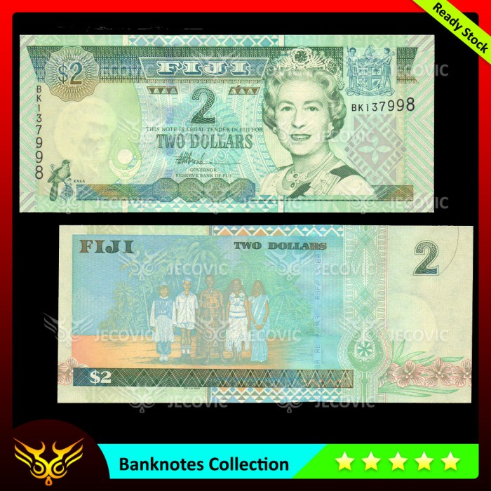 FIJI 2 Dollars 2002 , UNC , Uang Asing