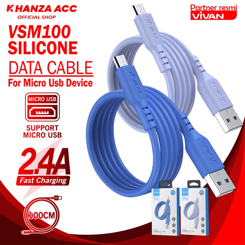 KHANZAACC VIVAN VSM100 Kabel Data Micro USB 2.4A Fast Charging