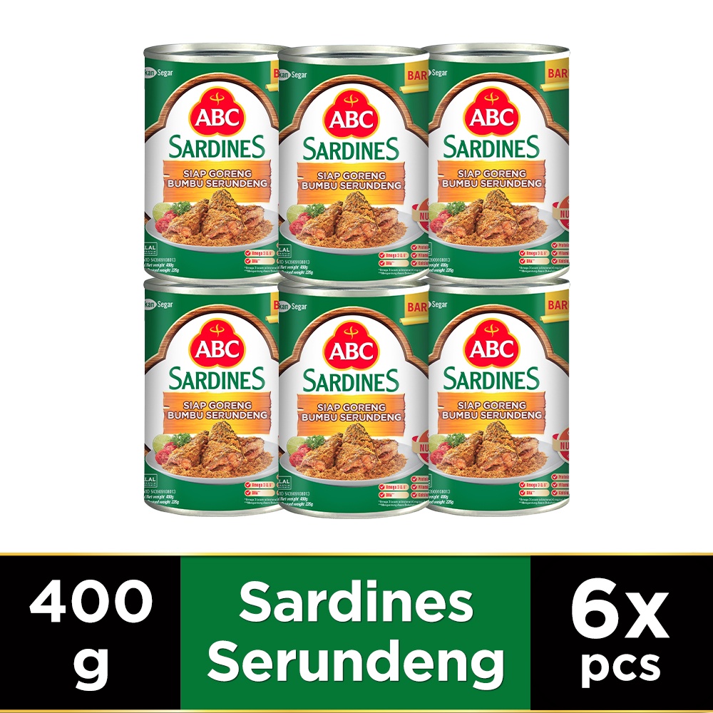 

ABC Sarden Siap Goreng Bumbu Serundeng 400 g - Multipack 6 pcs