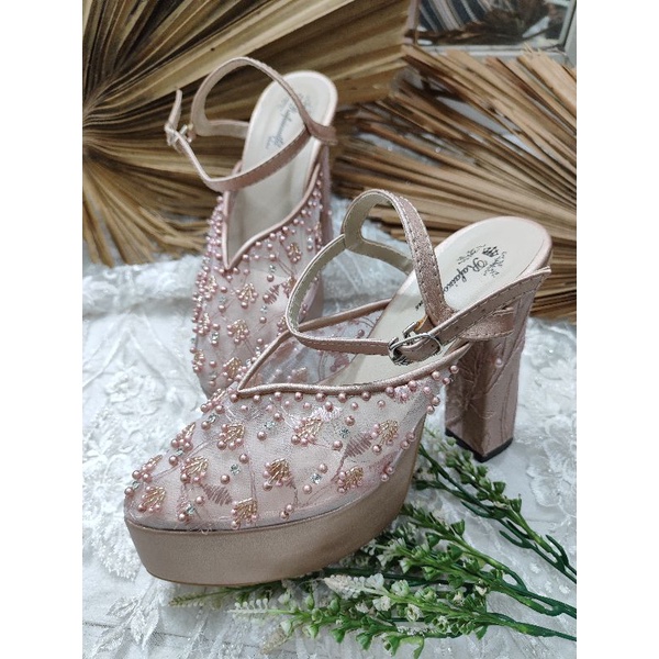 sepatu wanita wedding pesta rosegold markelly tali 12cm tahu