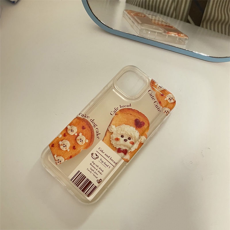 Soft Case Silikon TPU Transparan Motif Anjing Roti Untuk IPhone 14 13 12 11 Pro XS Max XR X 8 7 6 6S Plus