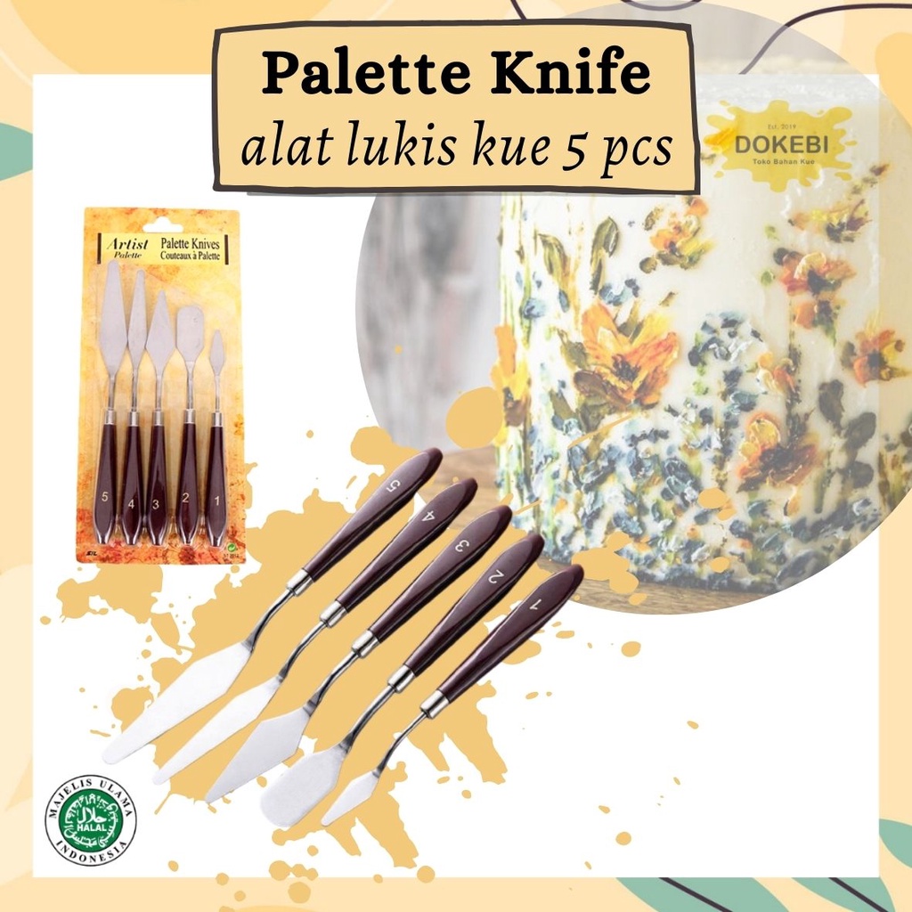 

Pisau palet Artist / palette knife set 5 pcs / alat lukis kue /spatula set / painting set / modelling cake (dekorasi kue)