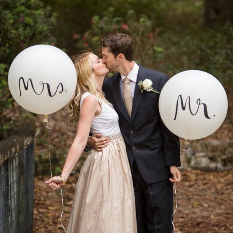 2pcs / set Balon latex Tebal Motif Print Pengantin Pria / Wanita 36 &quot;Untuk Dekorasi Pesta Pernikahan / Natal