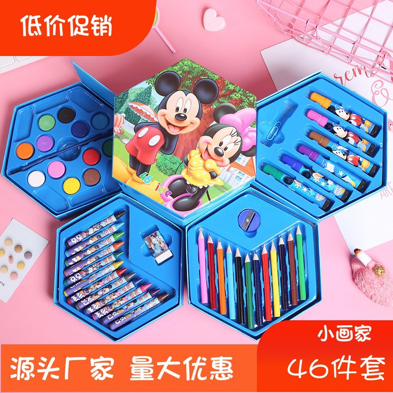 Pensi Warna / Crayon Set Isi 46 pcs Alat Mewarnai Warna A -23
