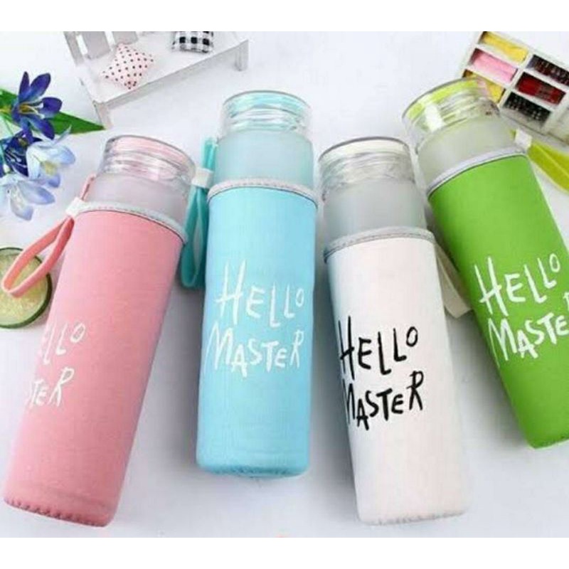 Termos Tumbler Kaca Botol Minum Kaca Tempat Botol Minum Hello Master Unik Travelling Botol Kaca Tebal Botol Minum Viral