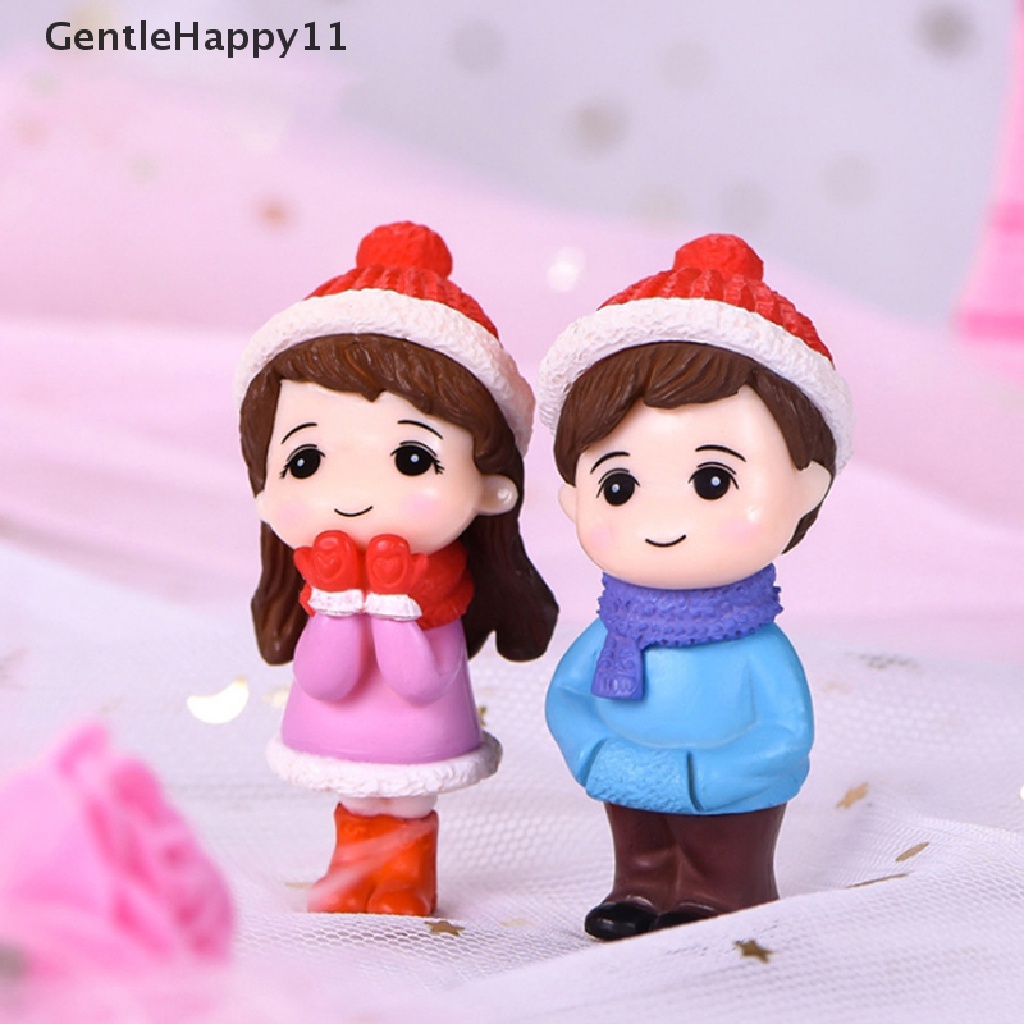 Gentlehappy 2pcs/set Boneka Pecinta Mini Model Angka Patung Taman Peri Lanskap Mikro id