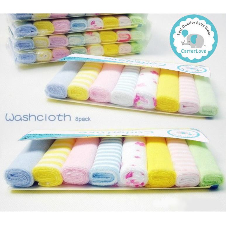 Sapu Tangan Bayi Isi 8 Pcs Bahan Handuk Halus Lembut /Washlap Baby Wash Cloth CarterLove / saputangan bayi halus