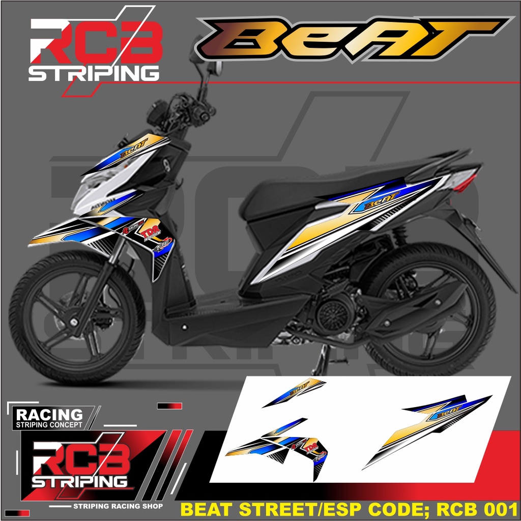 Striping Motor Beat Street /Beat Fi Esp/Beat Iss / Beat Fi New - Stiker Variasi 2016 - 2019 RCB 001