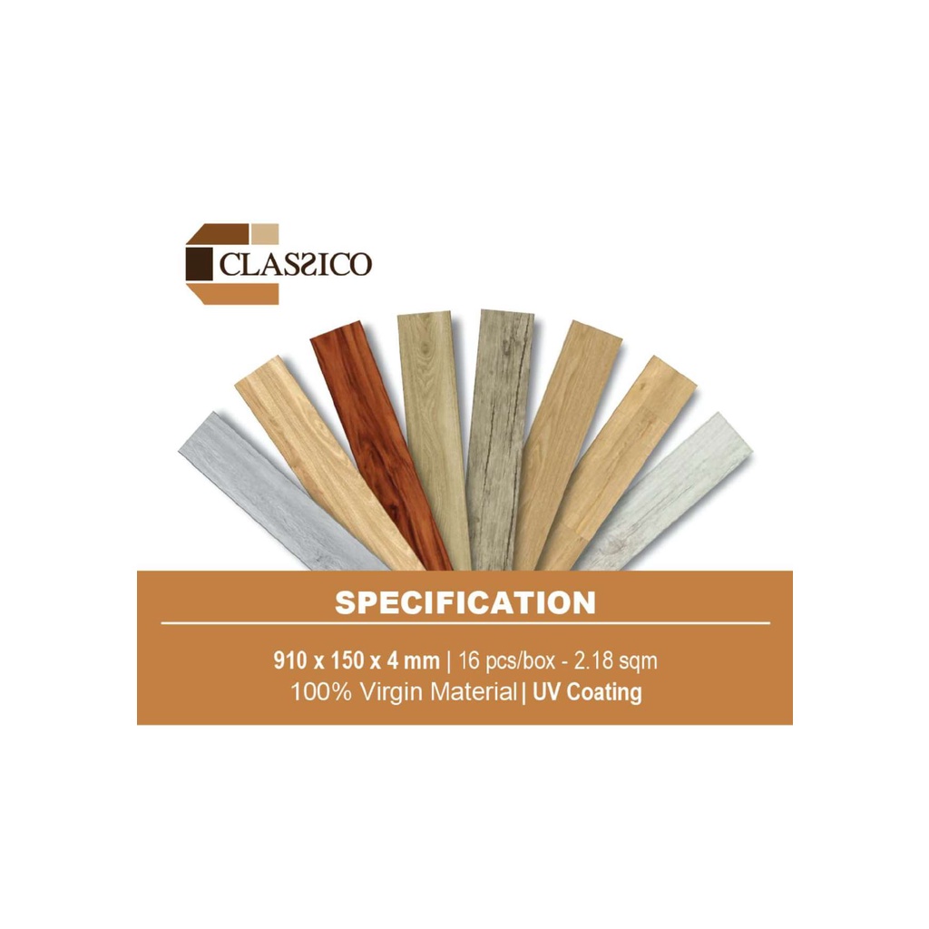 SPC Flooring Classico Pemasangan Mudah Sistem Click Tebal 4mm