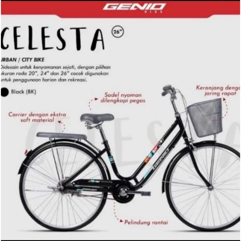 

PROMO GRATIS ONGKIR Sepeda Keranjang CTB GENIO CELESTA 26 Inch Sepeda Wanita