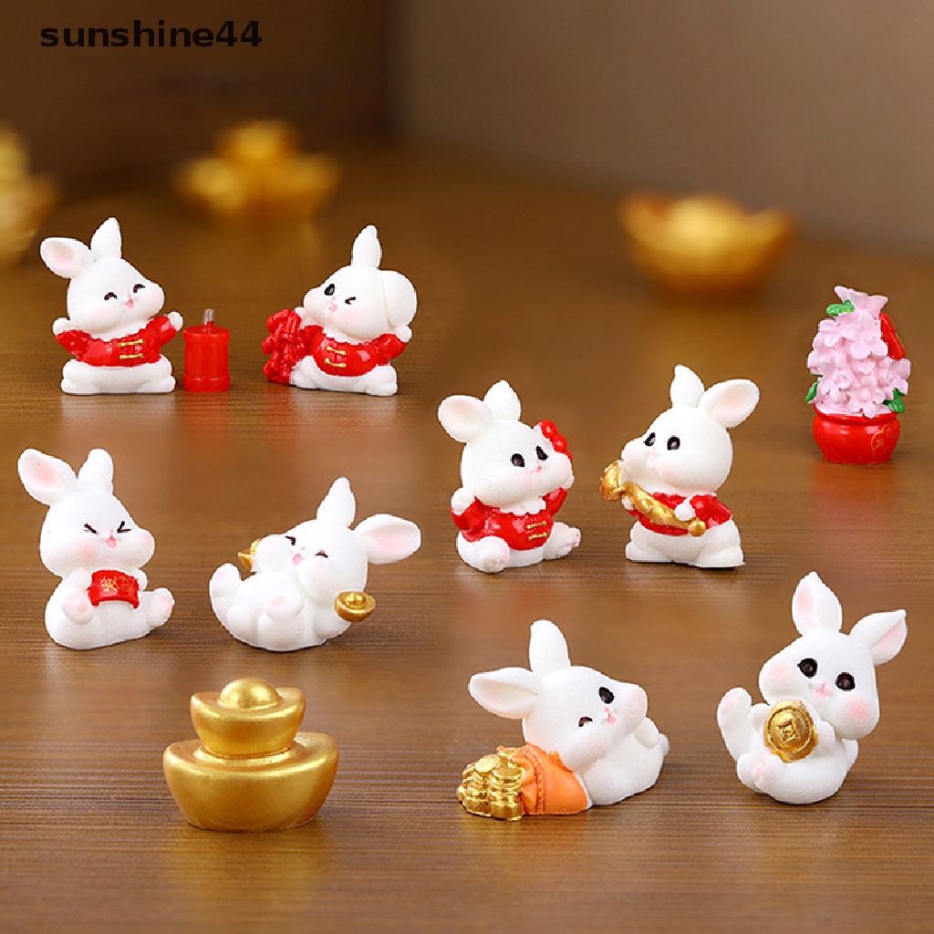 Sunshine Miniatur Kartun Kelinci Zodiak Cina Untuk Dekorasi Rumah Boneka