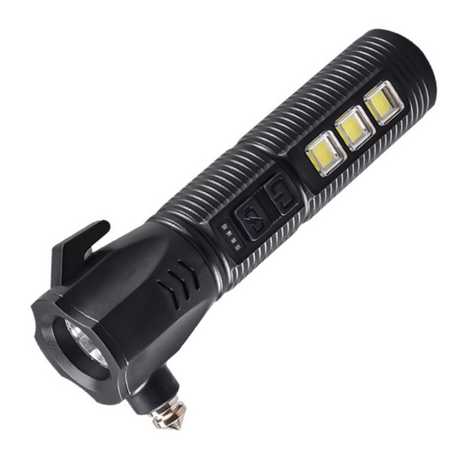 Senter LED Flashlight USB Charger Palu Pengaman Kaca Mobil Multifungsi / Safety Hammer