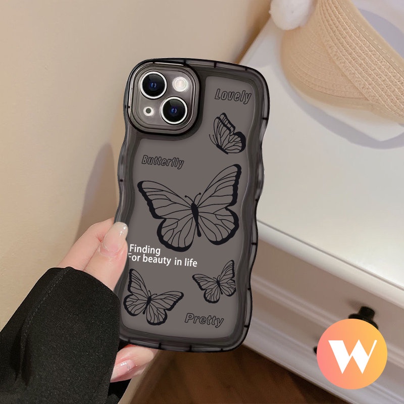 Casing Retro Butterfly Vivo Y16 Y35 Y22 Y15 Y33s Y15s Y93 V25E Y02 Y95 Y21 Y11 Y1s Y12i Y20 Y30 Y15A Y12s Y21s V23E Y75 Y91C V20 Y17 Y22s Y12 Y91C V21 T1 Y55 Soft Tpu Wavy Edge Cover