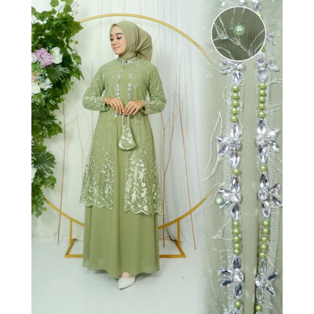 GAMIS CINDERELLA // BAHAN TILLE BORDIR MUTIARA MIX CERUTY // BAJU PESTA // KEBAYA MODERN // KEBAYA WISUDA // By Novie