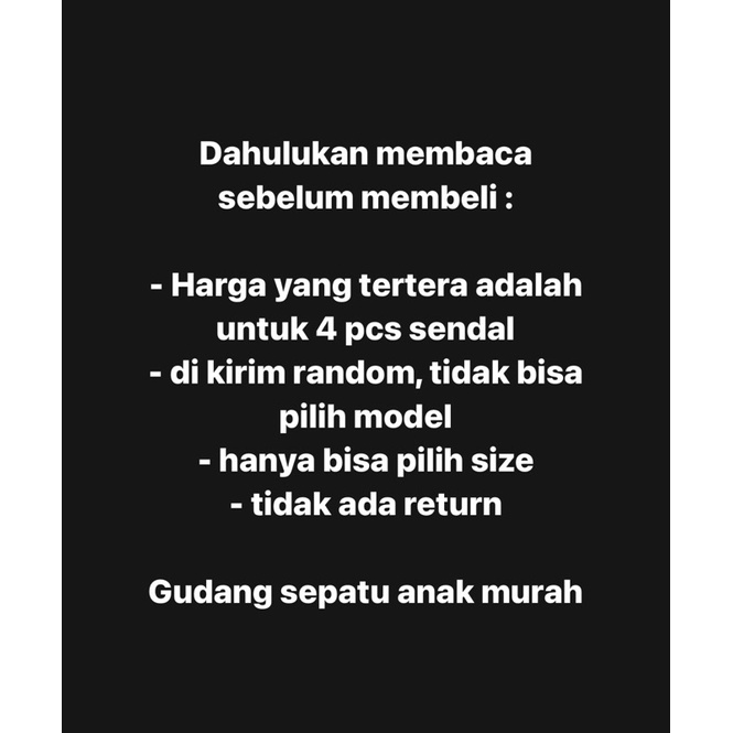 (COD) PAKET ISI 4 PCS SENDAL ANAK PEREMPUAN / LAKI-LAKI USIA 1 2 3 TAHUN MURAH RANDOM