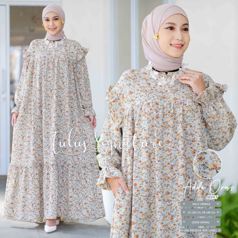 LD 130 GAMIS DRESS MOTIF BUNGA KECIL CANTIK JUMBO BIGSIZE MUAT BB 100