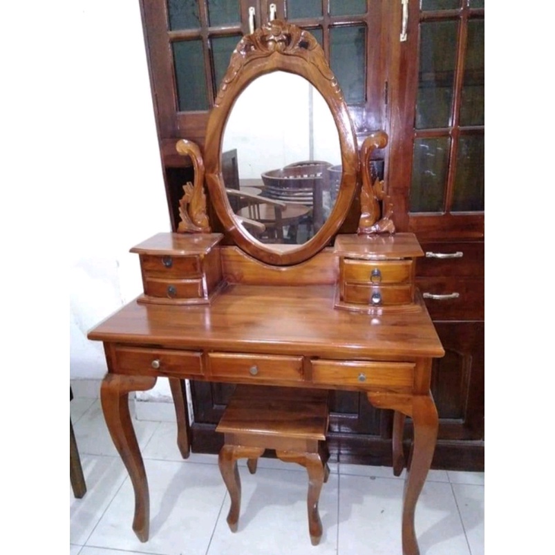 MEJA RIAS KARTINI JATI JEPARA/MEJA RIAS JATI MURAH/MEJA RIAS TOLET KARTINI JATI