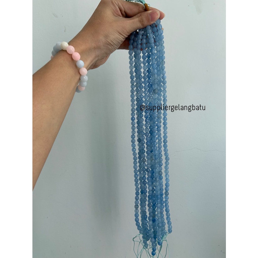 batu kuarsa biru moss blue quartz 8mm CUTTING healing yoga therapy