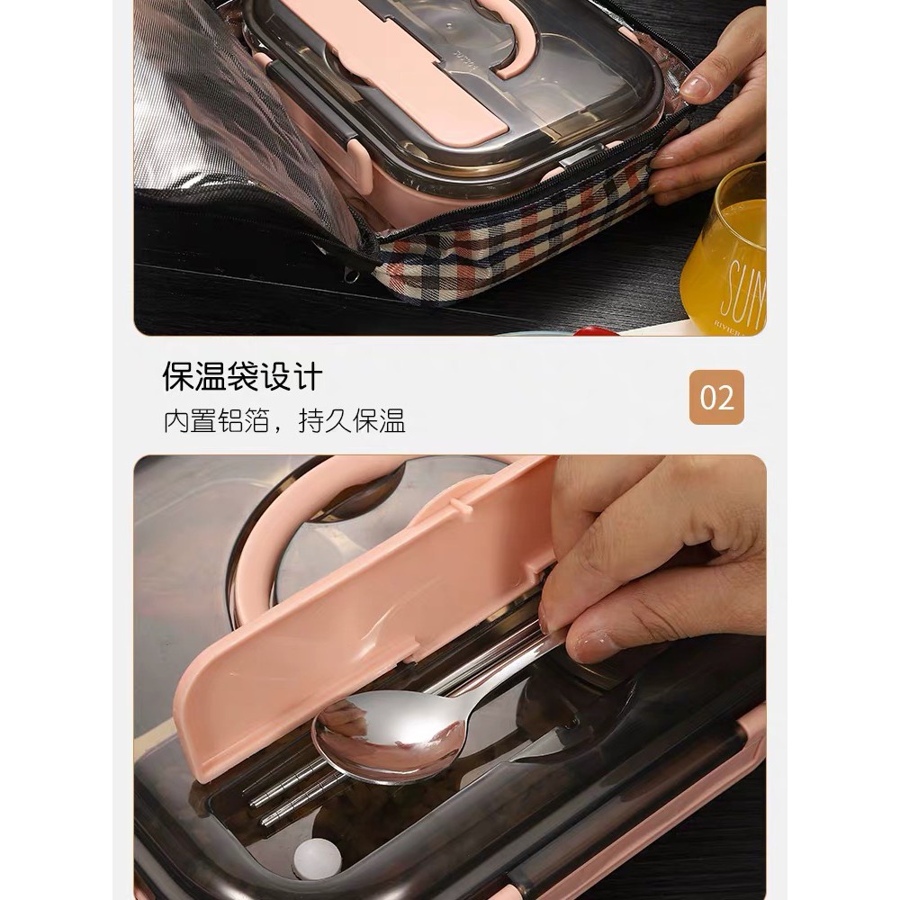 ❤Freedom❤ Kotak Makan 4 SEKAT / Lunch Box Stainless Tahan Panas Dan Anti Tumpah