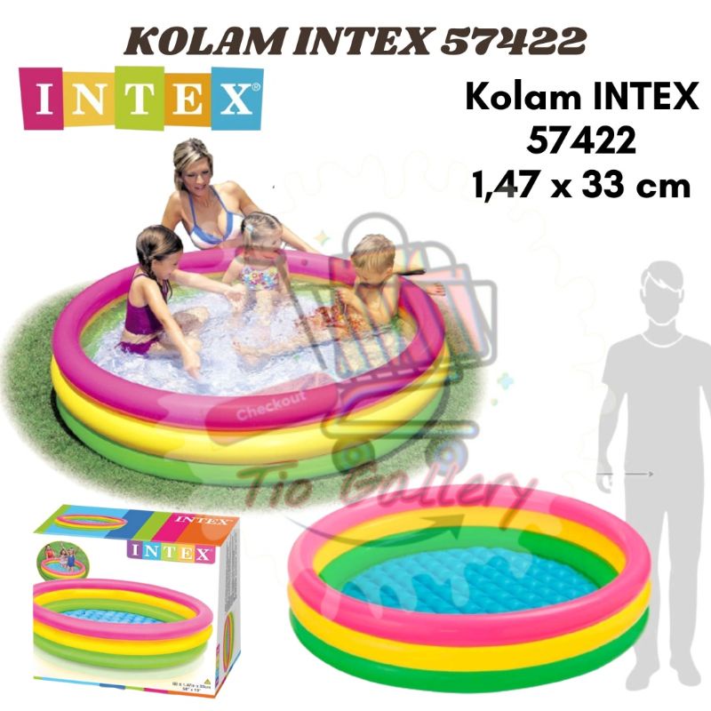 Kolam Renang Anak INTEX 57422 ukuran 147cm x 33cm | Paket Kolam GRATIS Bola 50pcs + Pompa + Lem