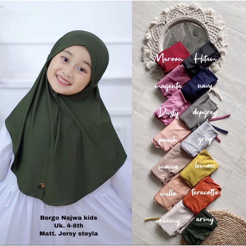 Hijab instant Anak I Bergo Maryam Anak