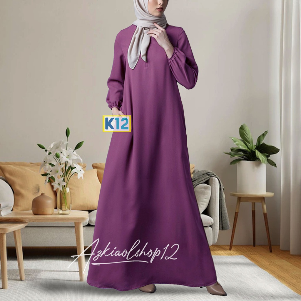 GAMIS BASIC ABAYA LENGAN KARET / ABAYA POLOS HITAM LENGAN KARET