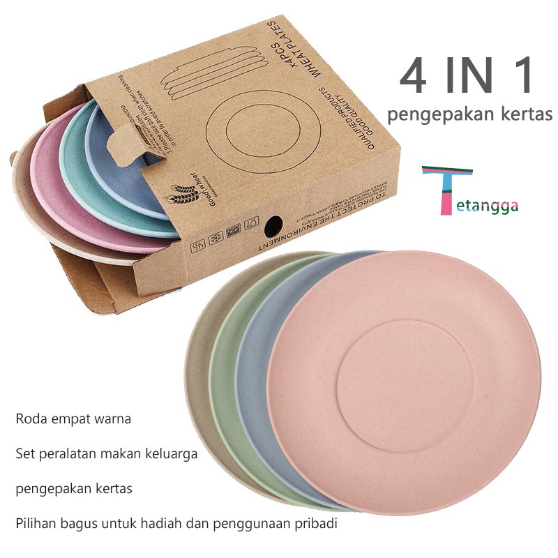 IKILOSHOP PM1 Piring Plastik Kecil Wheat Straw Plate 1 Set Isi 4  Warna Warni BPA Free Jerami Gandum