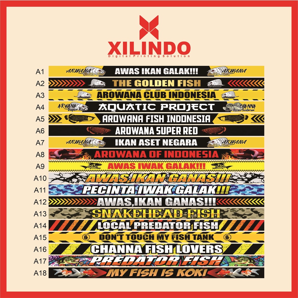 LIST STIKER STICKER AQUARIUM IKAN HIAS CHANA IWAK GALAK CUSTOM D TANK TAHAN AIR CUSTOM PREDATOR ATAS