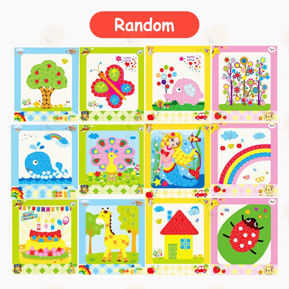 Poney Mainan edukasi anak Lukisan kancing Handmade diy 1pcs