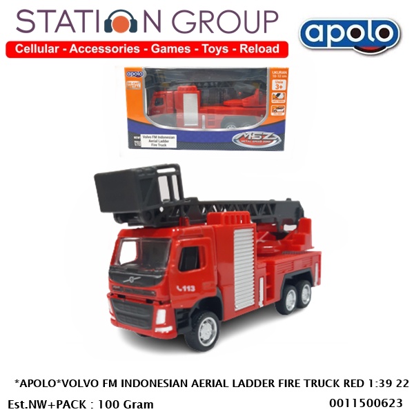 APOLO VOLVO FM INDONESIAN AERIAL LADDER FIRE TRUCK RED 1-72 22 - DIECAST